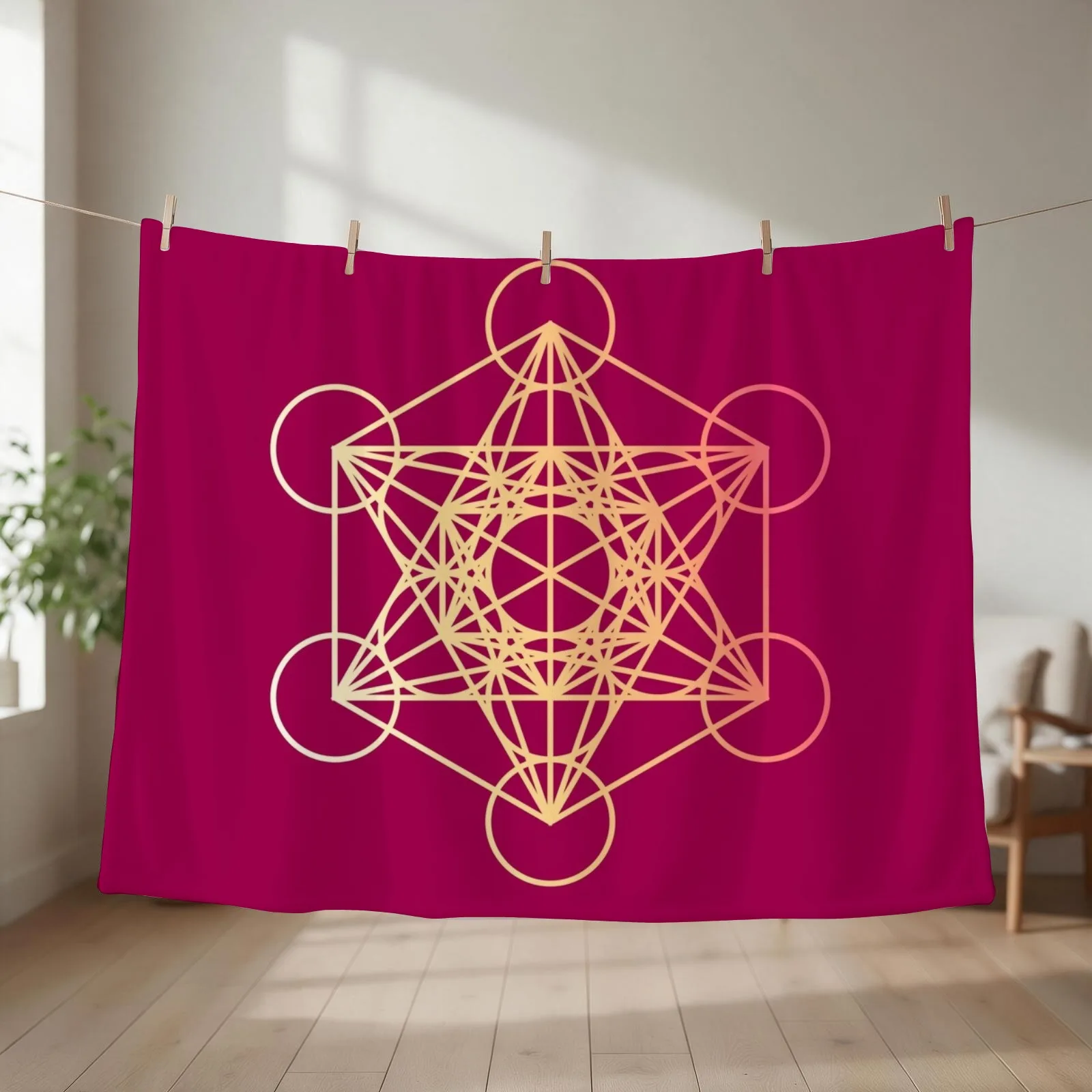 Metatron’s Cube Tapestry Throw Blanket for sofa Flannel Soft Plaid Softest Blankets