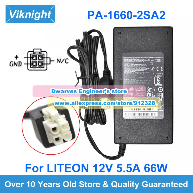 

Genuine 12V 5.5A 66W Liteon AC Adapter PA-1660-2SA2 341-100346-01 Laptop Charger For Cisco Power Supply Molex 4 pins