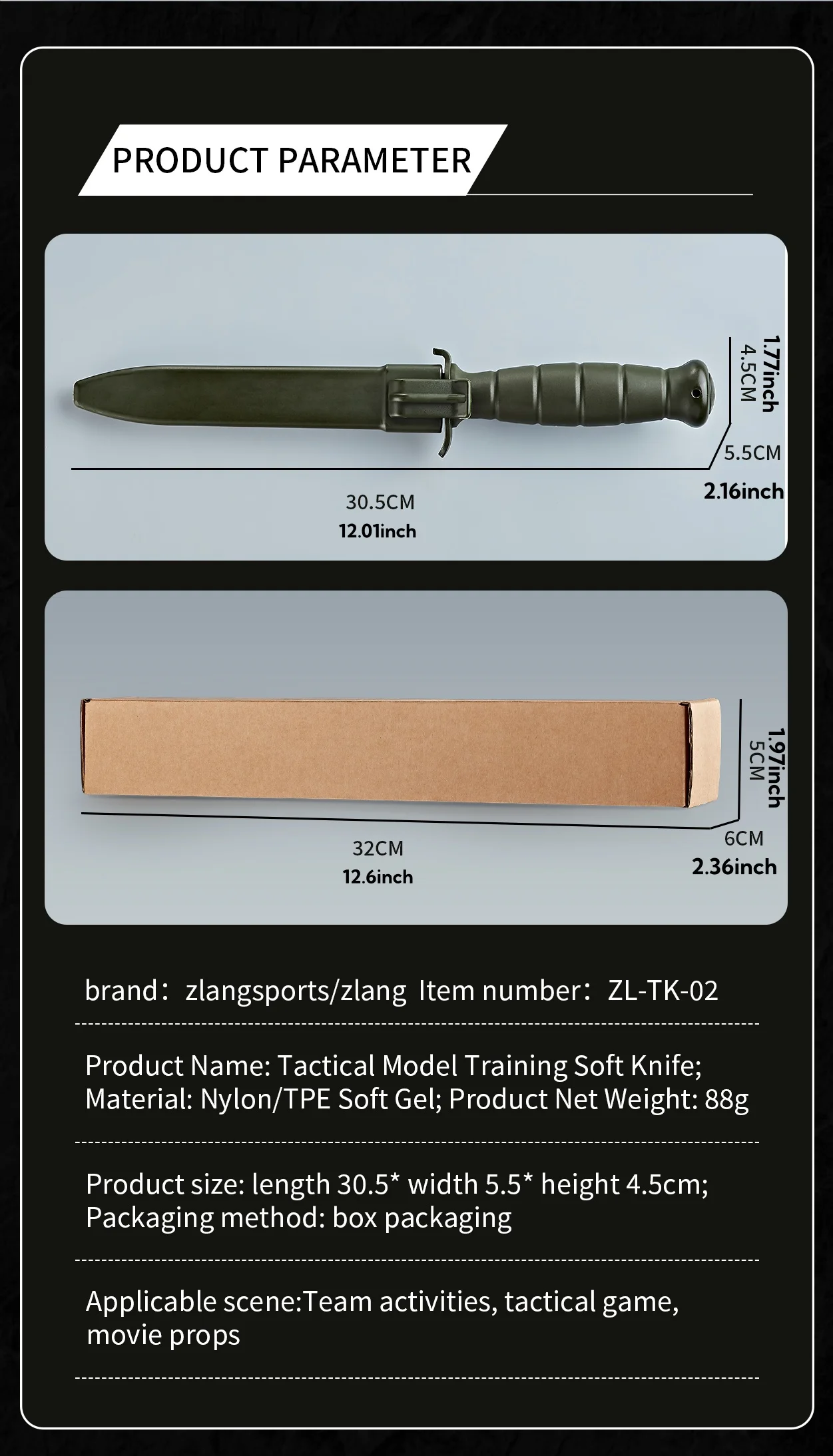 Plastik-Trainingsmesser mit Nylon-Griff & TPE-Klinge, Inklusive Scheide, Sicher für Militärtraining, Cosplay, Halloween-Requisiten – Detail 2