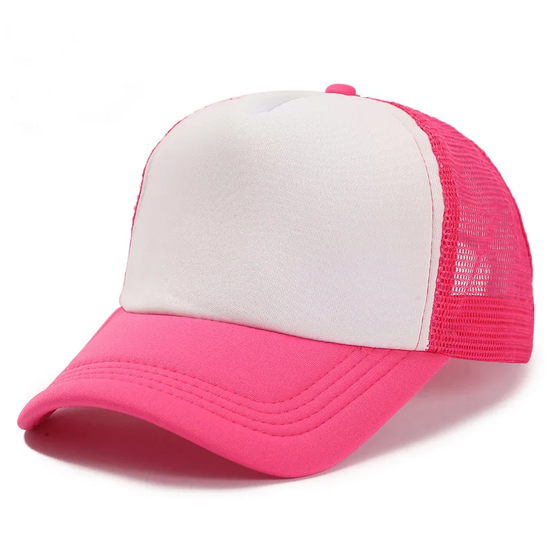 Sombrero de camionero de 5 paneles para hombre y mujer, gorra de béisbol de malla en blanco, ajustable, con visera, Unisex