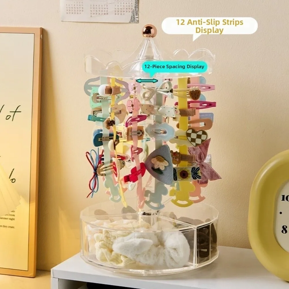 360 Degree Rotating Earring Display Stand Transparent Plastic Plastic Silicone Hair Accessory Storage Box