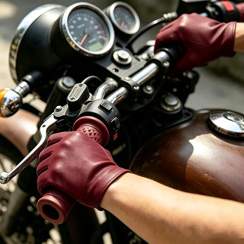 1Pair Vintage Motorcycle Handlebar Grips Retro Non-slip Rubber 21-24MM Moto Grip Ends Plus Handlebar Hand Grip Bar End