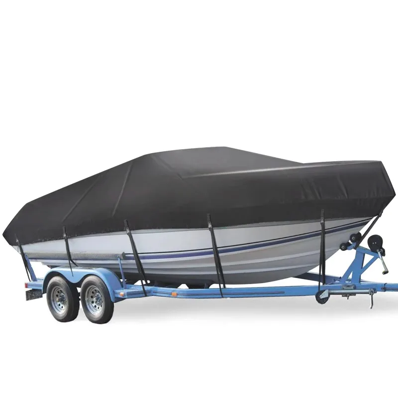 

Waterproof trailer boat cover Heavy duty UV resistant marine grade outboard cover, compatible with bass boat cover