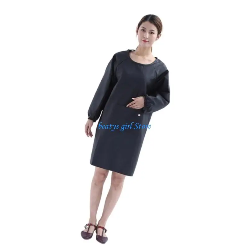 

C7AB Oil Resistant Long Sleeve PU Apron Workwears for Kitchen Cooking Industrial Use