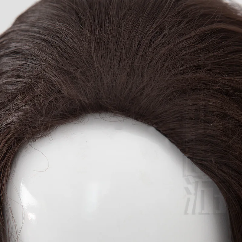 Hetalia China Wang Yao Cosplay Wig Black Brown Middle Part Tied Hair Halloween Gift view 4