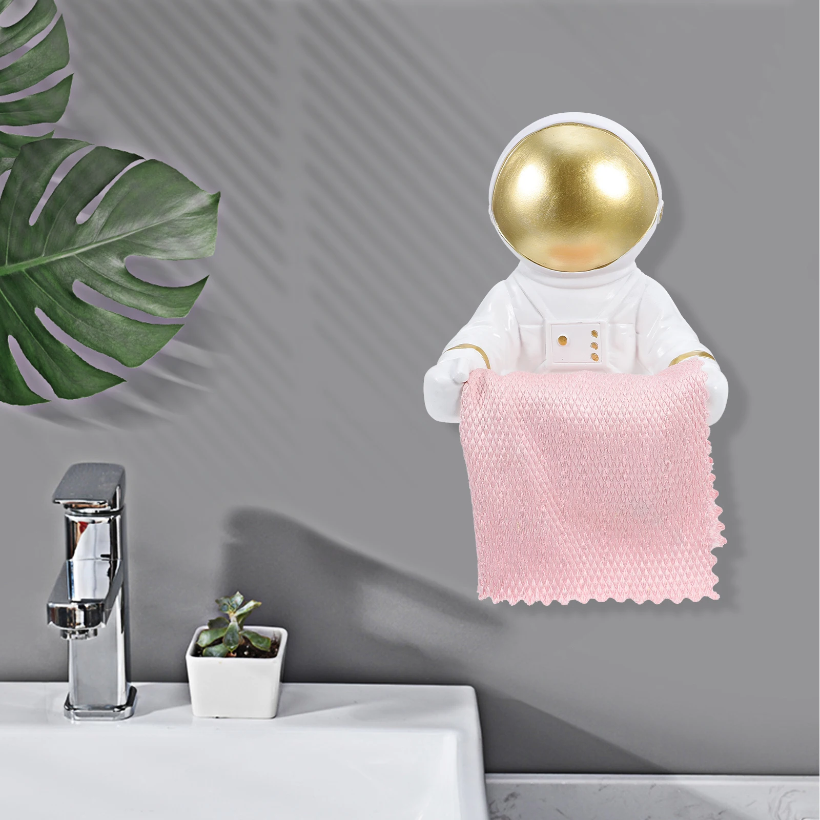 

Astronaut Tissue Holder Metal Wall Mounted Paper Towel Rack Lightweight Bathroom Accessory Roll Paper ganizer Storage Stand Home