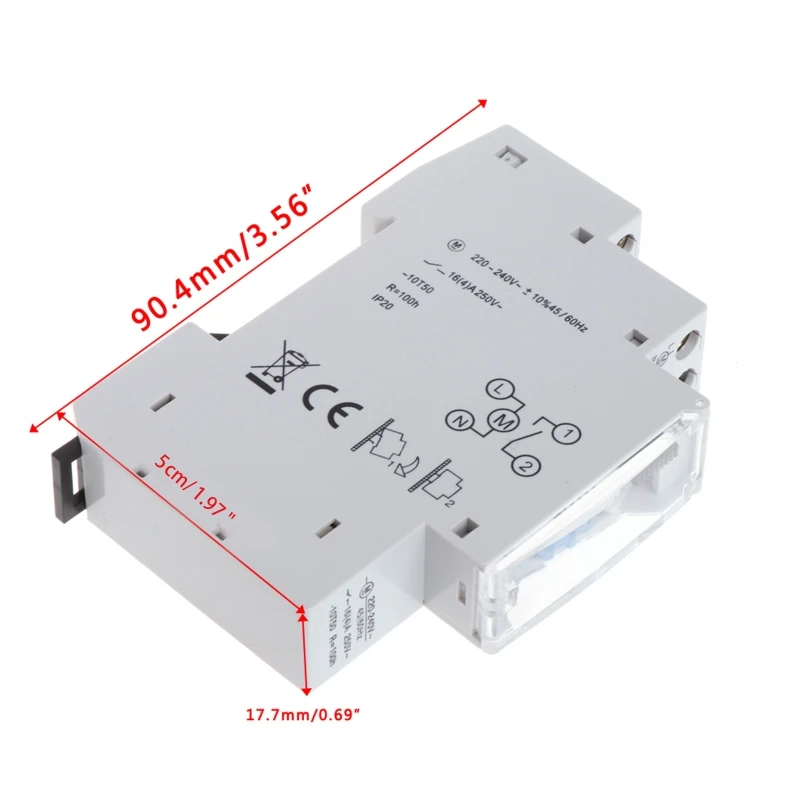 Mechanical 24 Hours Programmable Din Rail Timer Switch Relay 110-240V 16A