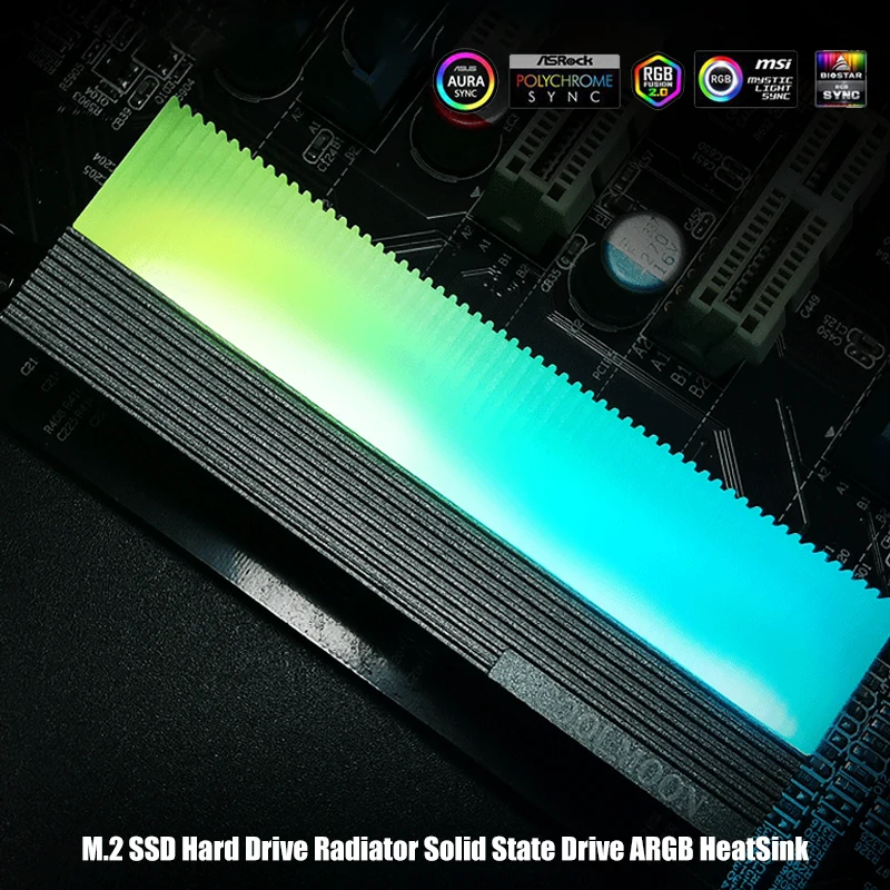 5V 3Pin ARGB AURA SYNC Computer 2280 SSD M2 Radiatore In Alluminio RGB M.2 Nvme Dispositivo di raffreddamento Dissipatore di calore Unità a stato solido Dissipatore di calore Dispositivo di raffreddamento