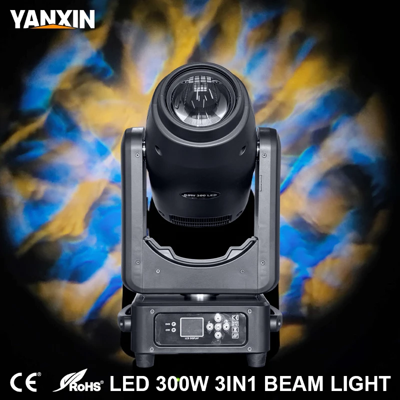 

300W LED Moving Head Light Rainbow Effect 14 Colors + White 12 Patterns 8 Prism Dmx Stage Light for Disco Bar Wedding Party KTV