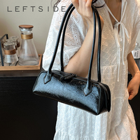 LEFTSIDE 2025 Small PU Leather Luxury Simple Tote Bag Female Underarm Bag Female Handbags Solid Color Underarm Shoulder Bag