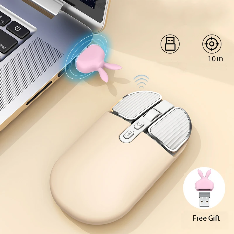 Mini Mouse 2.4G Wireless Bluetooth-compatible Cute Mute Mouse for Macbook Rechargeable Mouse for PC Laptop Office Gaming Mice