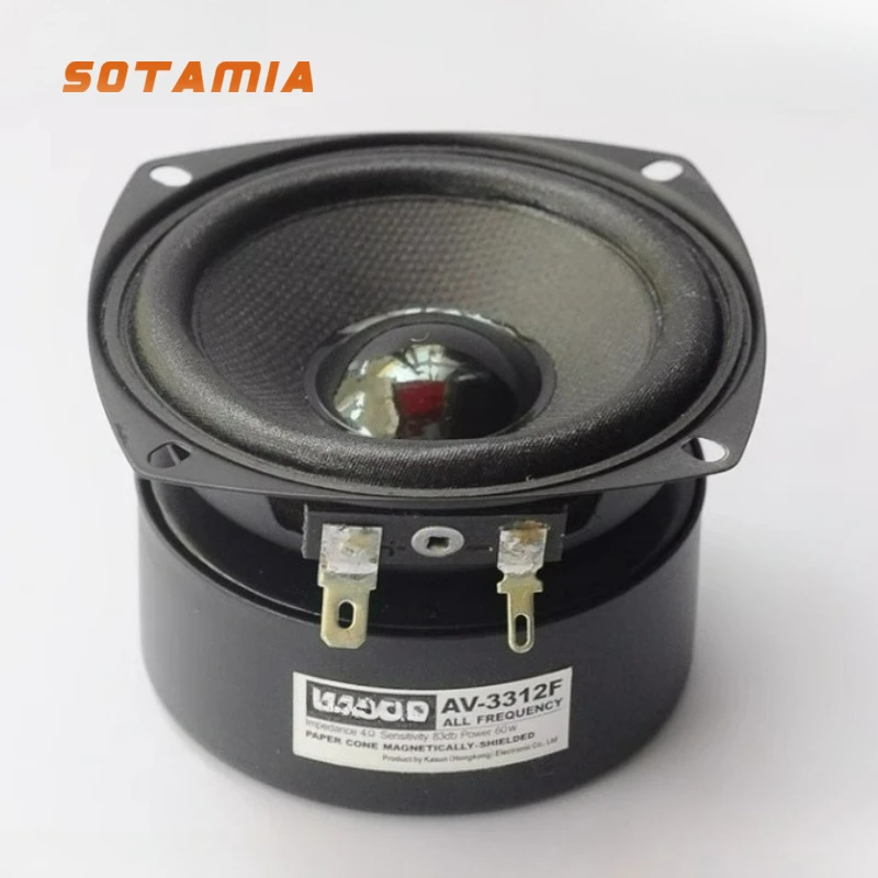 

SOTAMIA 1PCS 3 Inch Full Range Anti Magnetic Speaker 4 Ohm 60W Large Magnetic Steel Braided Disc Cloth Edge Square Speaker