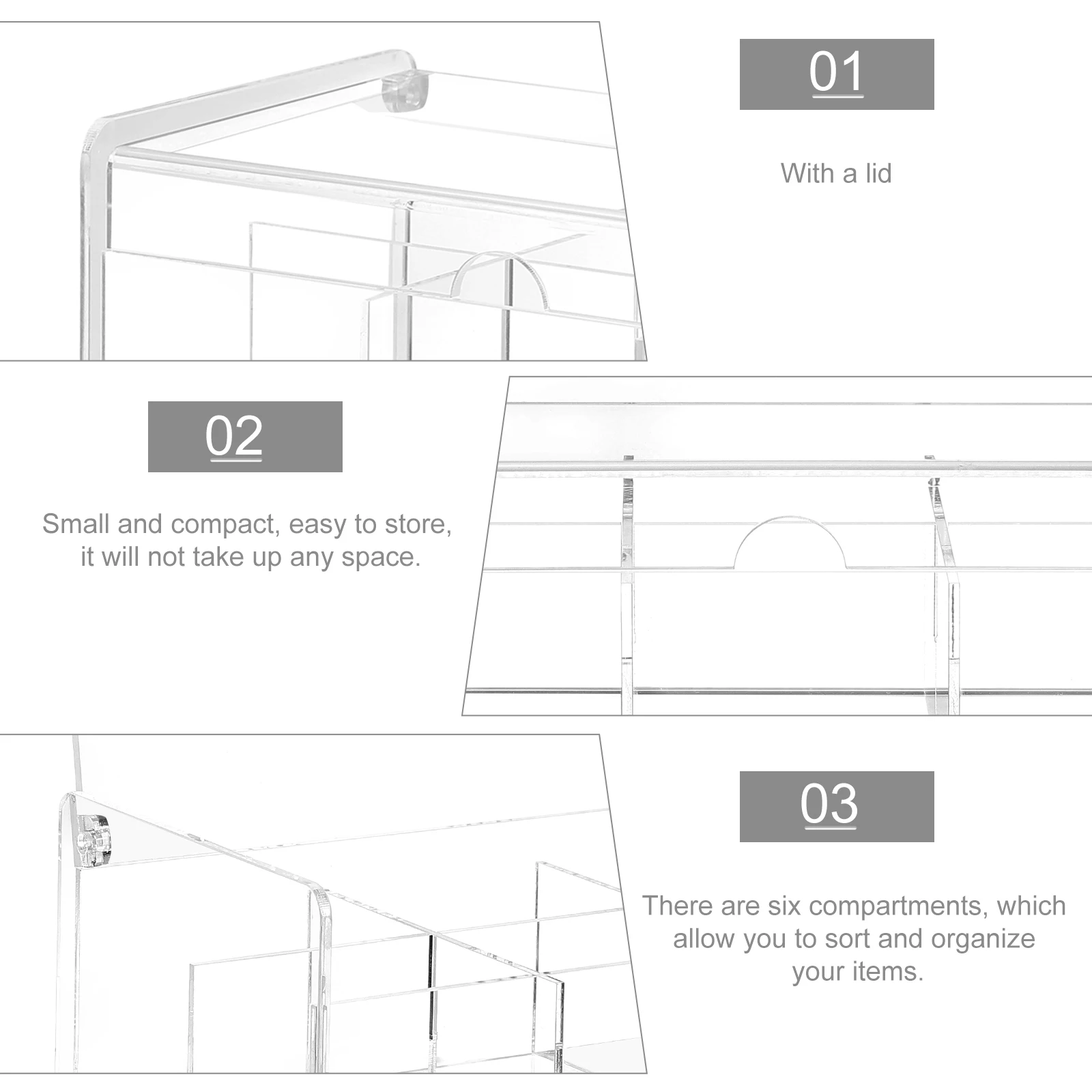

1Pcs Tea Bag Holder Acrylic Storage Case 6 Compartments Kitchen Organizer for Coffee Sugar Tea Bags Beverage Bag Box