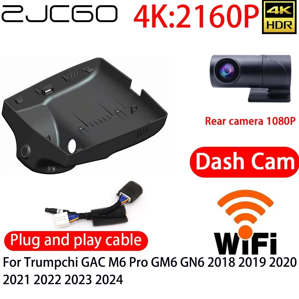 ZJCGO 4K DVR Dash Cam Wifi Front Rear Camera 24h Monitor For Trumpchi GAC M6 Pro GM6 GN6 2018 2019 2020 2021 2022 2023 2024