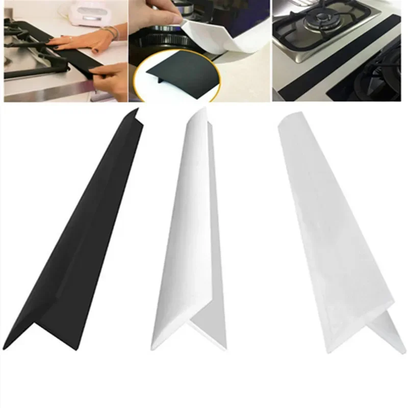 

2pcs Flexible Silicone Kitchen Gap Covers Strips Slit Filler for Heat Resistant Protective Pad Inserts Against Oil Stains Tools