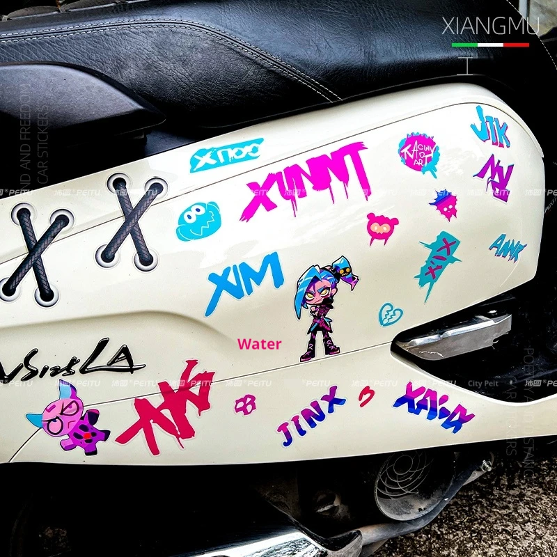 JinX Jinx Car Sticker Explosive Zu\'an Graffiti Night Hero Decorative Sticker Jinx Silk Painted Glass Sticker