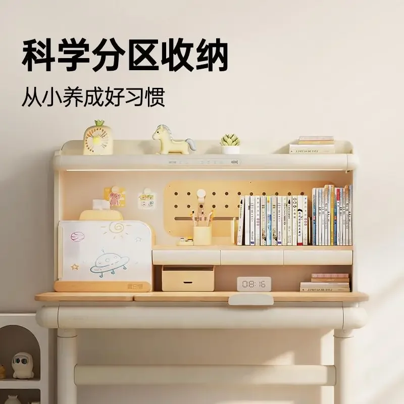 Children's study desk, primary school student's desk, adjustable desk, solid wood writing desk