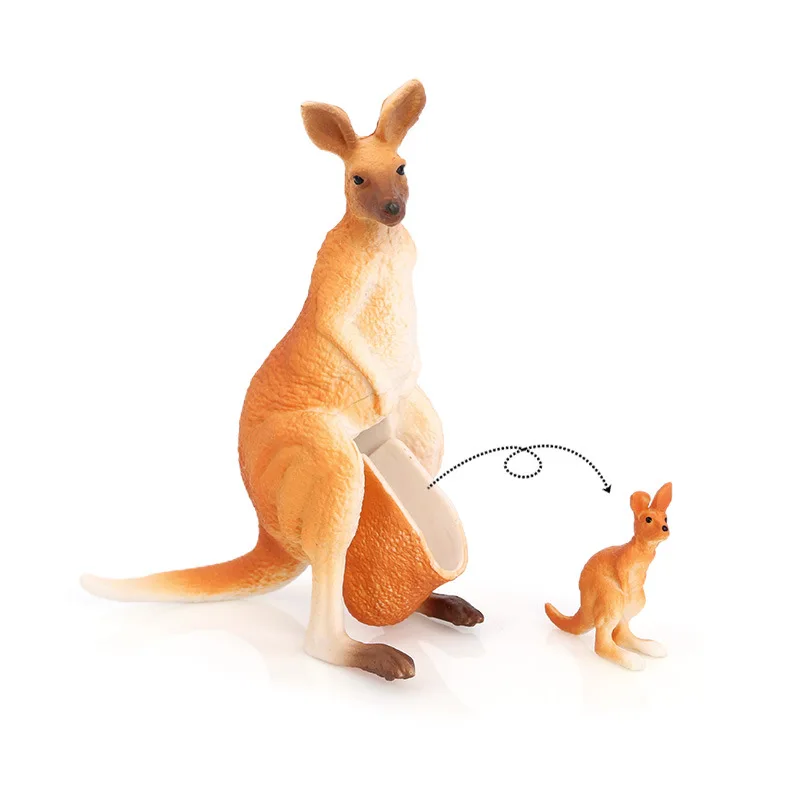 Children's simulated wildlife model New kangaroo mother and son early education cognitive plastic toy kangaroo ornament gift