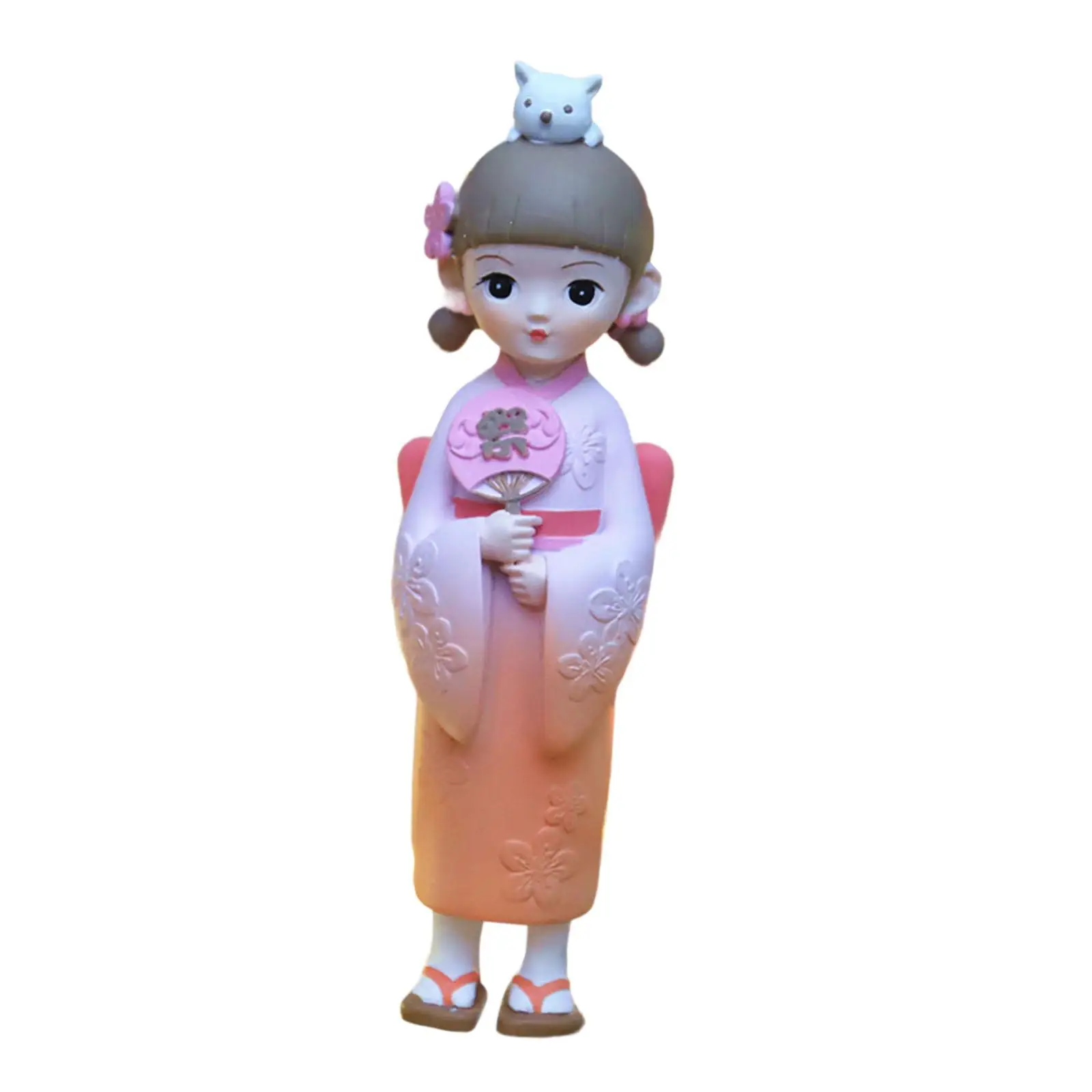 Japanese Kimono Geisha Doll Resin Collectible Miniature Figurine Desk Ornament for Home Store Decor