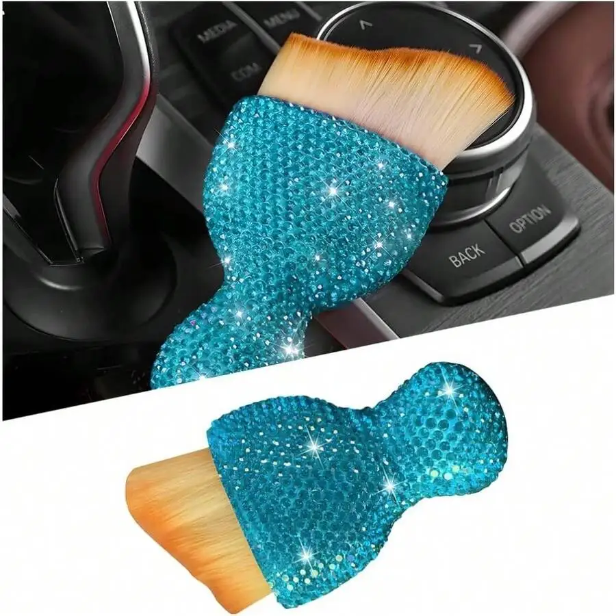 

Щетка для детейлинга автомобиля Bling, щетка для чистки воздуховодов с кристаллами и стразами, не царапающая поверхность, для удаления пыли.