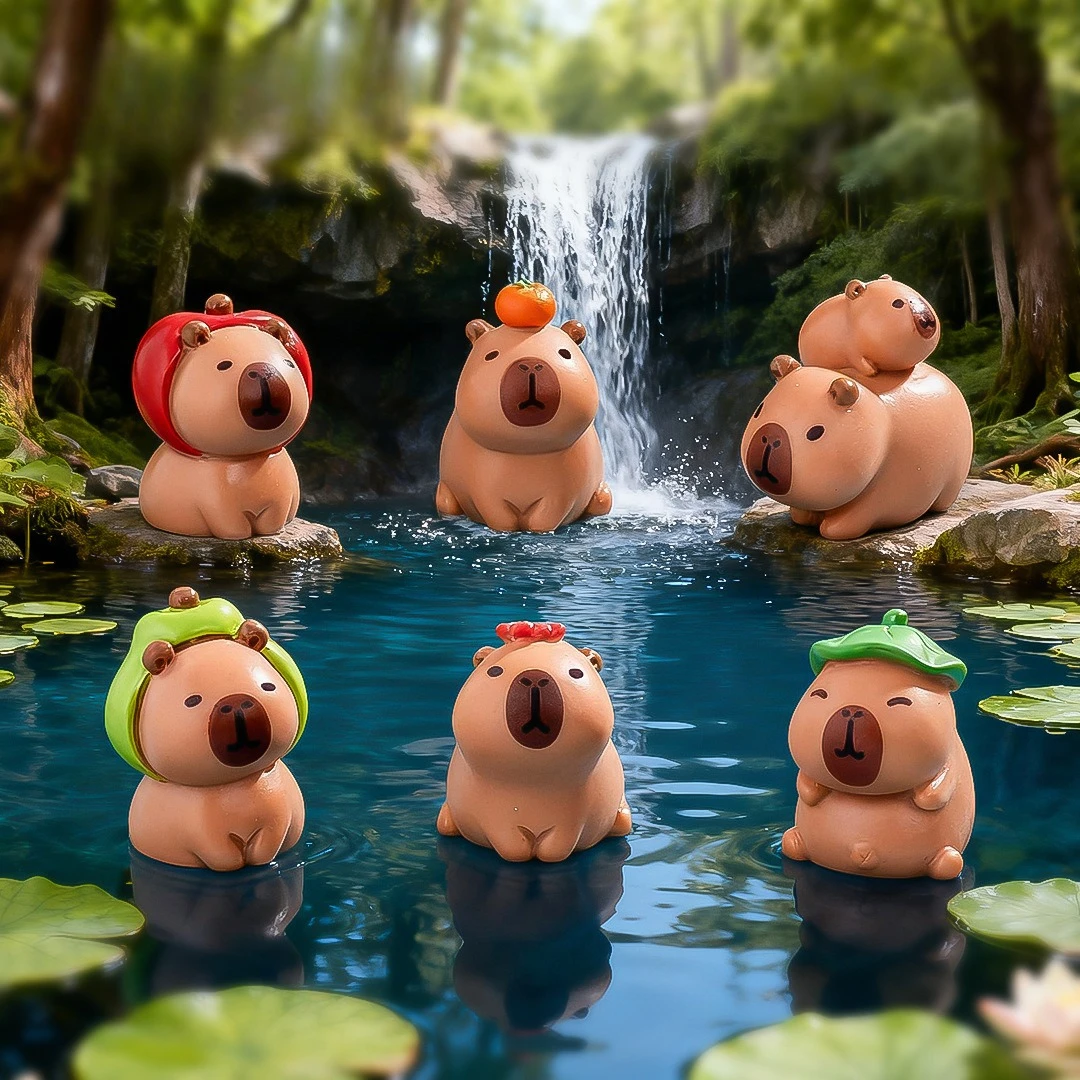 16pcs New Miniature Capybara Mini Kapibare Action Figures Capybara Model Home Decoration Kids Gift DIY Micro Landscape Ornament