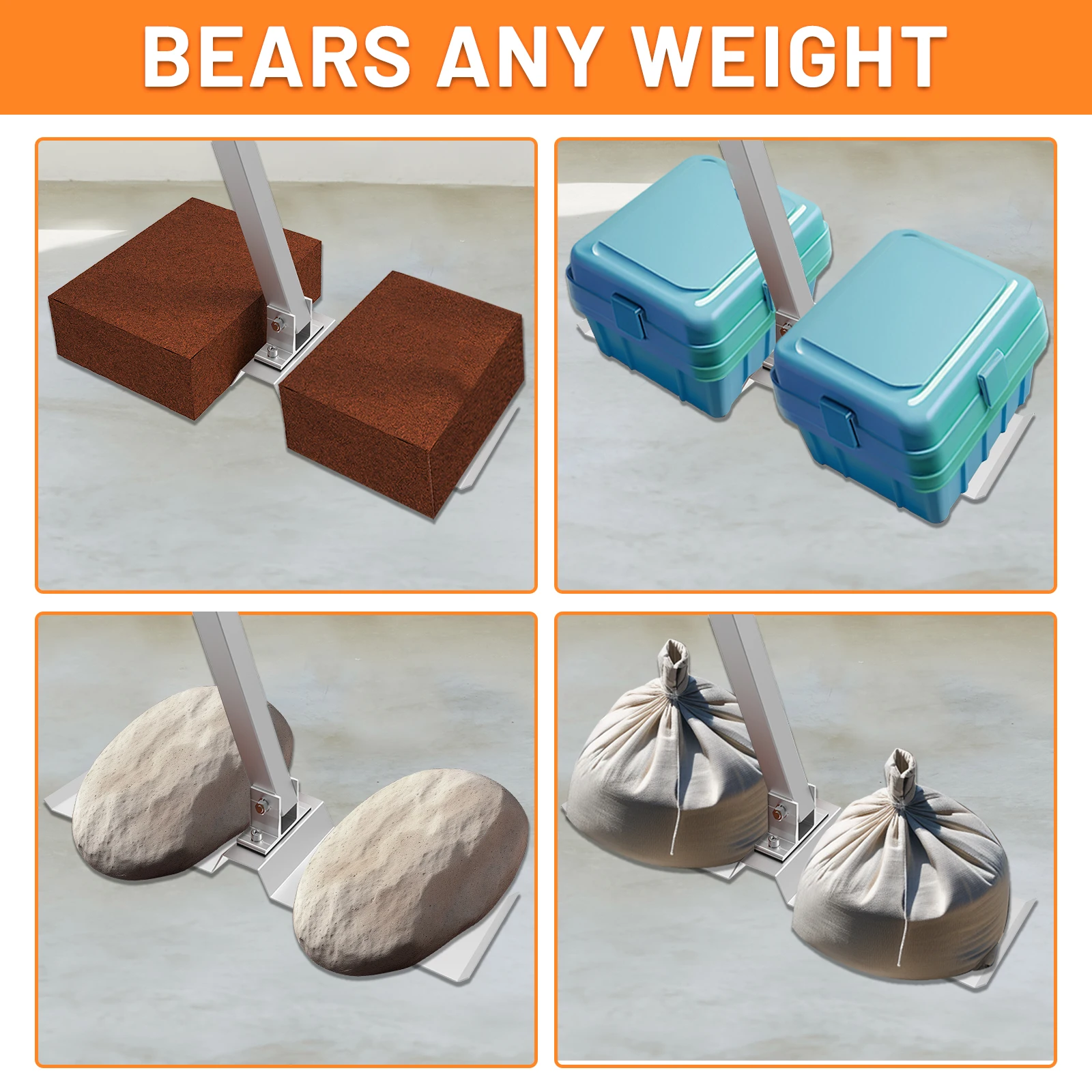 4 Pcs Aluminum Solar Panel Mounting Bracket Shim Block, Ballast Plate, Support for Adjustable Solar Panel Tilt Mount, Ideal for