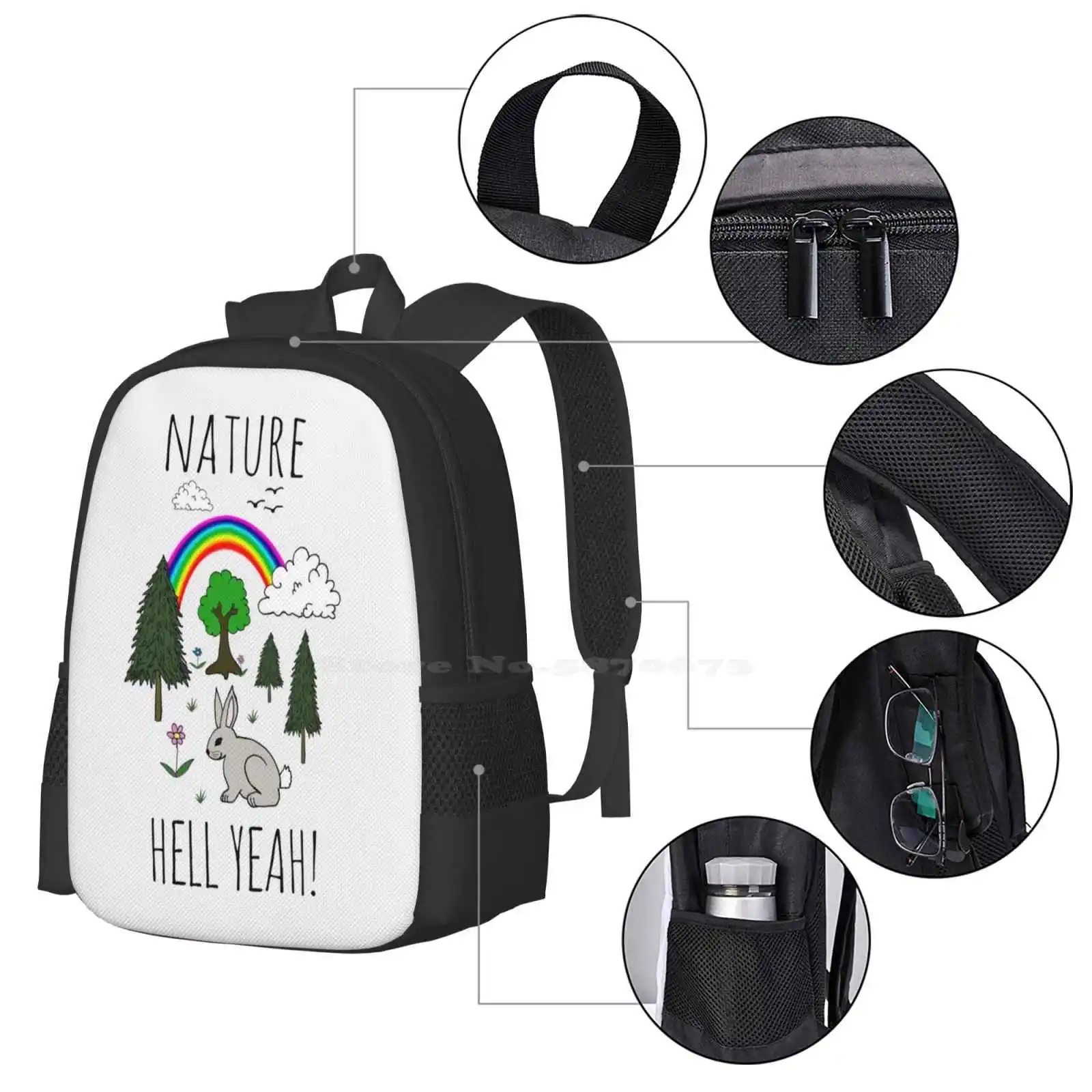 Nature , Hell Yeah! 3D Print Design Backpack Student Bag Nature Ecology Sustainability Earth Friendly Planet Earth