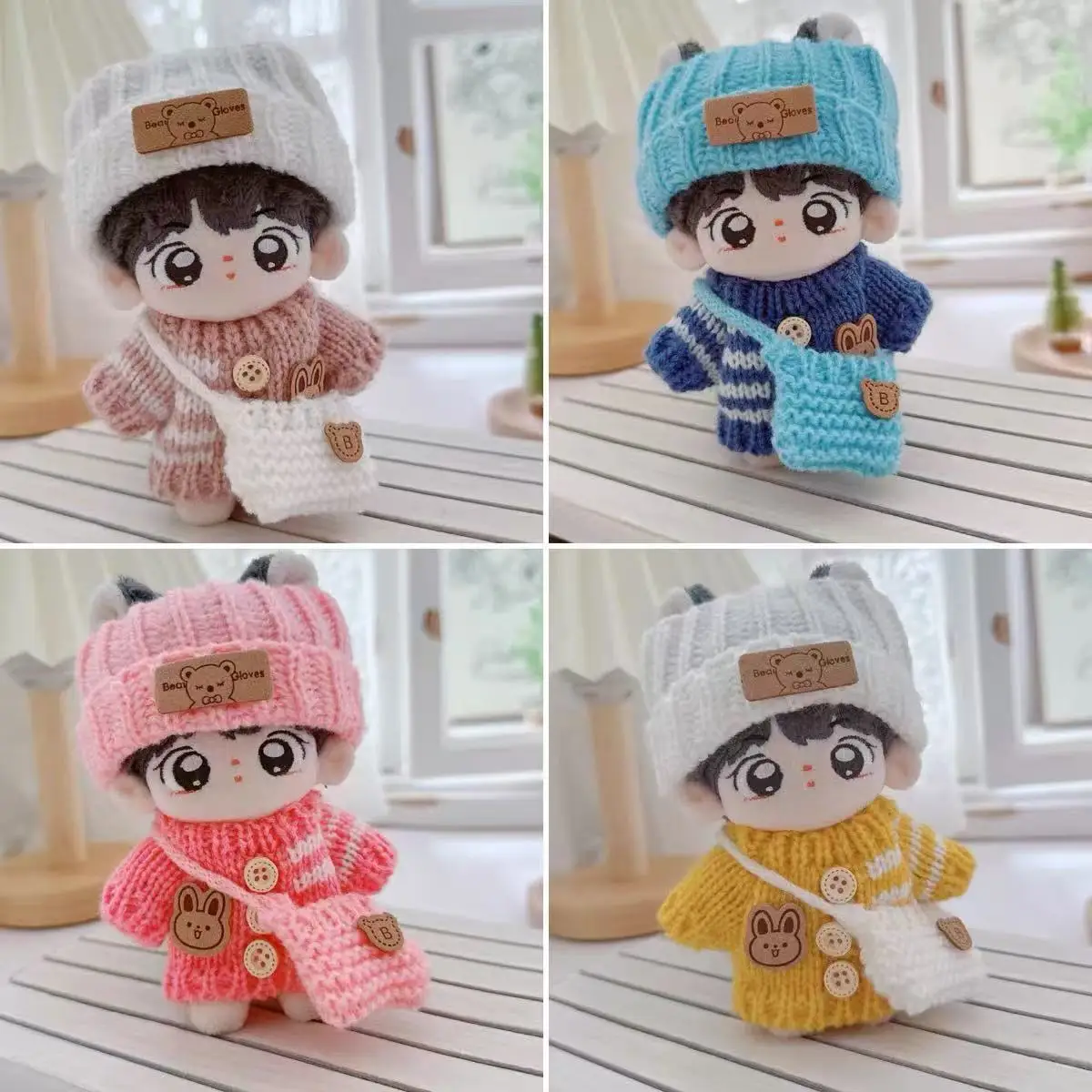 

For 15-17cm Labubu Doll Accessories Outfit Clothes Bear Label Hat Love Sweater Set Cute Decoration Little Clothes Toy Collectors