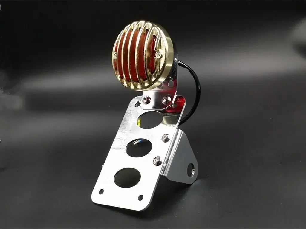 

Chrome Grill Side Mount Back Axle Tail Light Old School Vintage Custom Cruiser