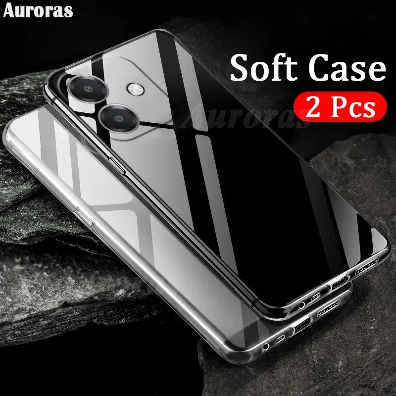Skinlee For OPPO A40 A60 A80 4G/5G Case 2PCS Original Transparent Silicone Clear Cover For OPPO A3X 4G/5G Back Casing