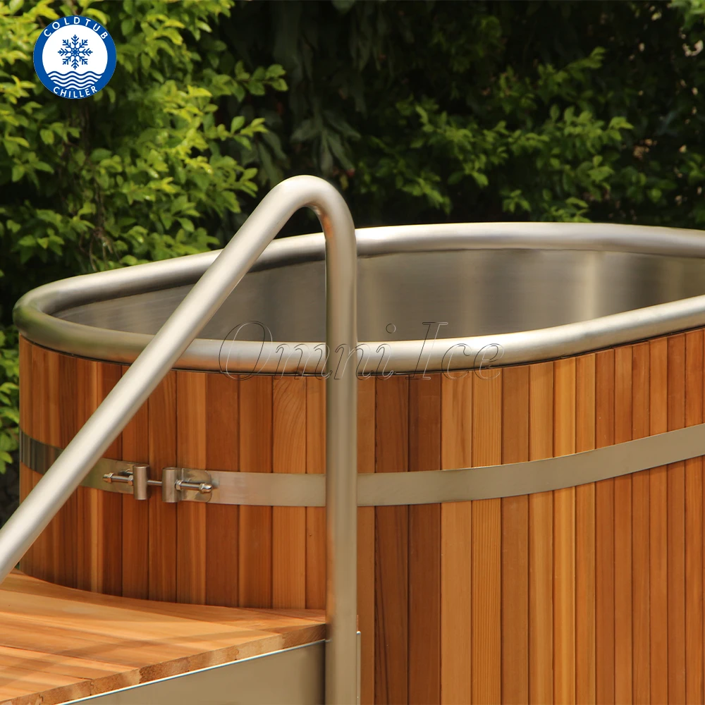 OMNI 1.5HP Red Cedar Wooden Bathtub With Ice Maker Chiller Filter Ozone Cold Plunge Bathtubs Ice Bath Tub