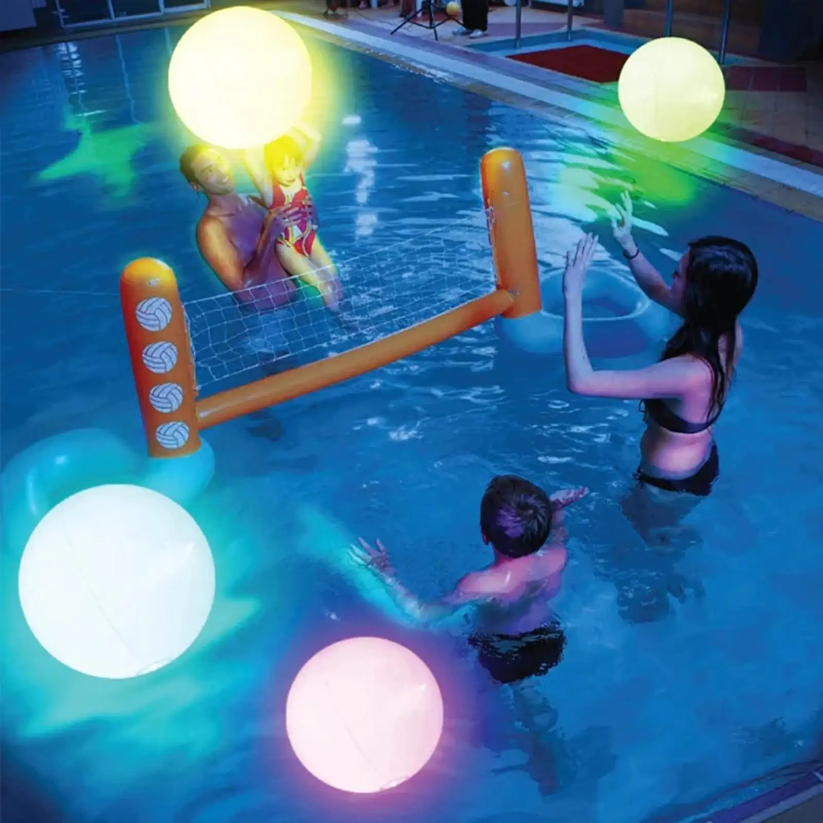 Luces flotantes para piscina de 38cm con bola de luces subacuáticas impermeables para natación al aire libre de 16 colores para juegos acuáticos, piscina