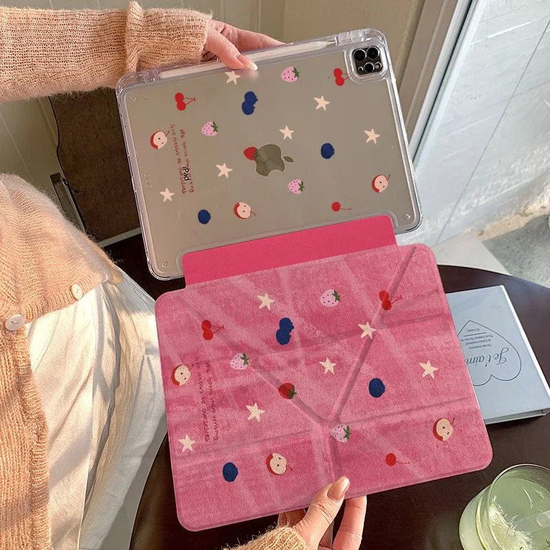 

Чехол для планшета Pink Strawberry Stars для iPad Pro 11, 12.9 дюймов, 13 M4 M5, 9.7, 10.2, 5/6-го поколения, 7/8/9, 10, 11-го поколения, Mini 6, 7, Air 3, 4, 5, 6, 7