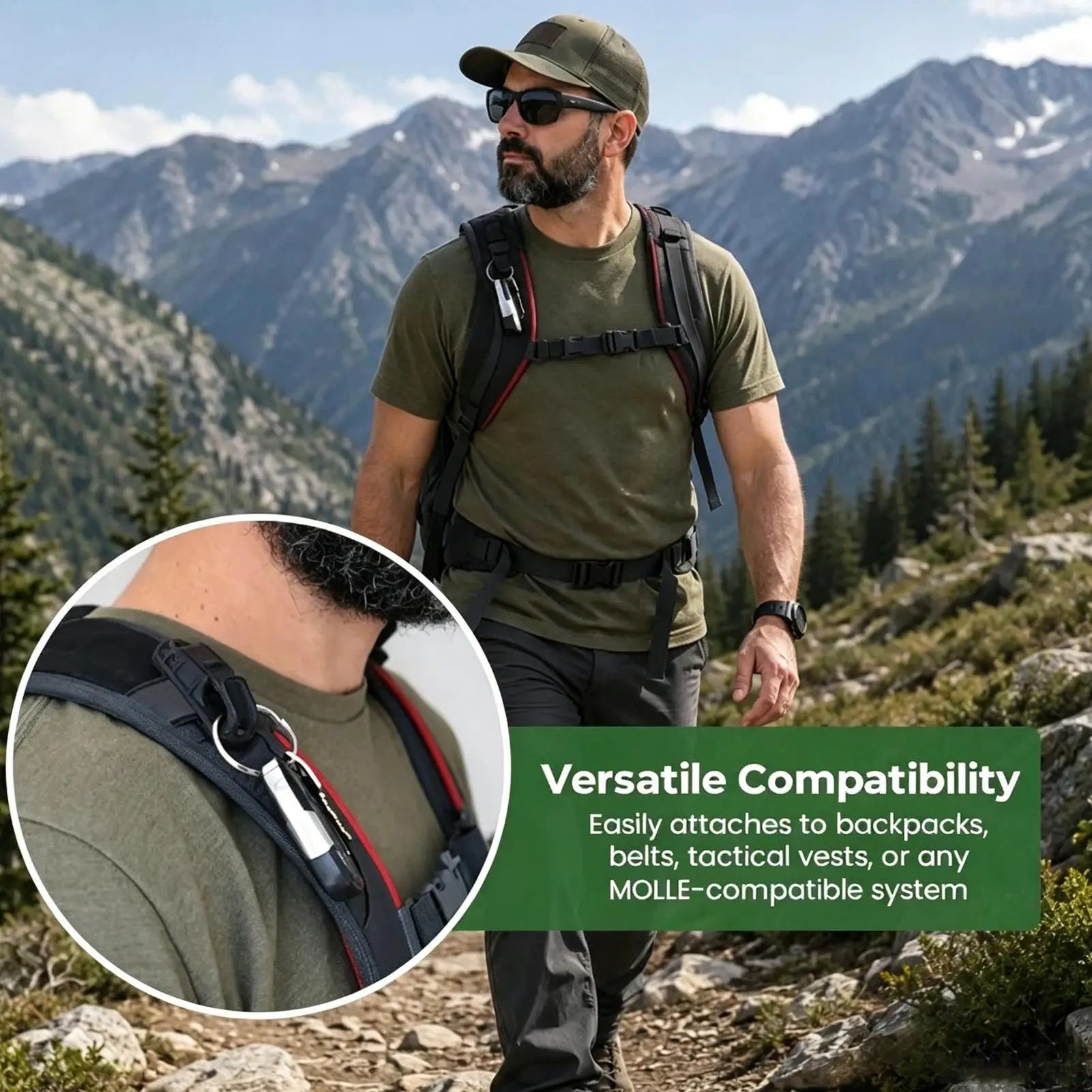 1/2 Stück Gürtelschlüsselclip, multifunktionaler Rucksack, robuster Halter, Haken, Gürtelschlüsselhalter für Rettung, Überleben, Outdoor, Camping, Wandern – Detail 4