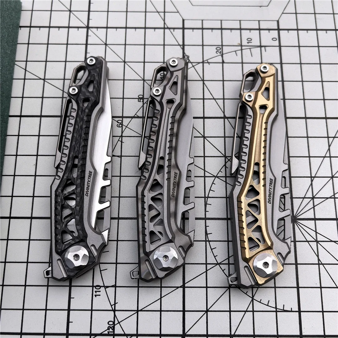 Nimocnives&Fatlong Pocket Folding Knife M390 Steel Blade Titanium Alloy Handle Outdoor Camping Survival Sharp Hunting Knife EDC