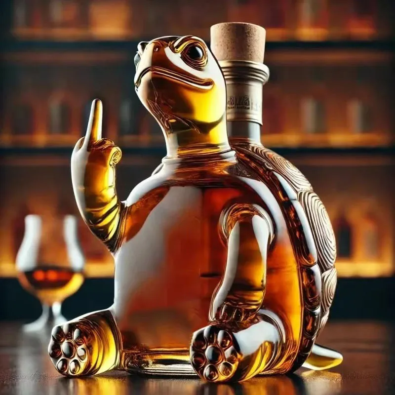 

Bar Decanter Funny Middle Finger Whiskey Glass Decanter Duck Turtle Dog 10oz Glass Whiskey Wine Bottle Statue Decoration