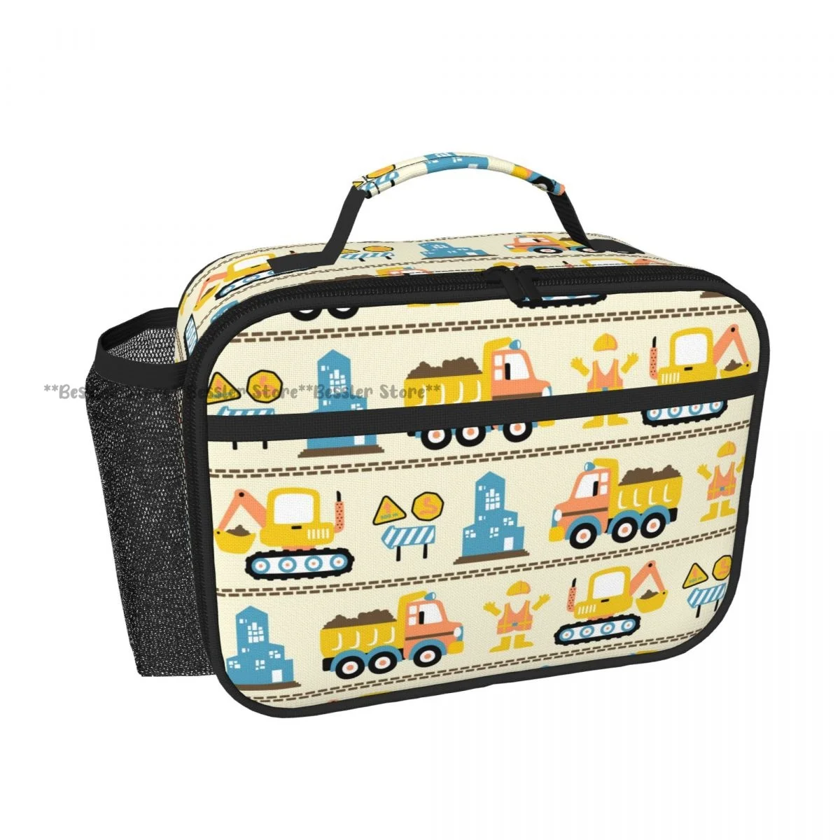 Horizontal Hand Carry Insulated Bento Lunch Bag Excavator Truck Construction Thermal Reusable Meal Container Bag
