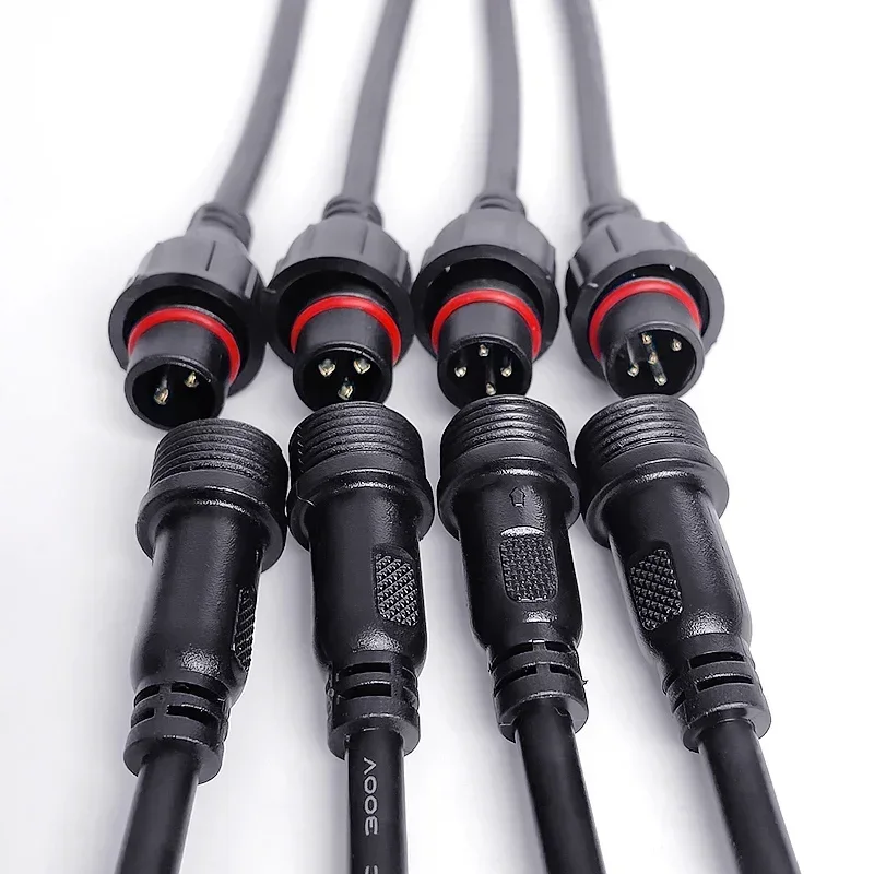 5/20Pcs Male to Female 2pin 3pin 4pin 5pin Waterproof IP68 BLACK Cable LED Connector for Outdoor LED Strip Lighting 20CM OD 6mm