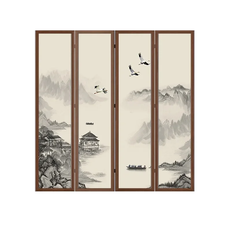 

Solid wood screen partition living room block office hotel high-end simple landscape ancient style mobile folding