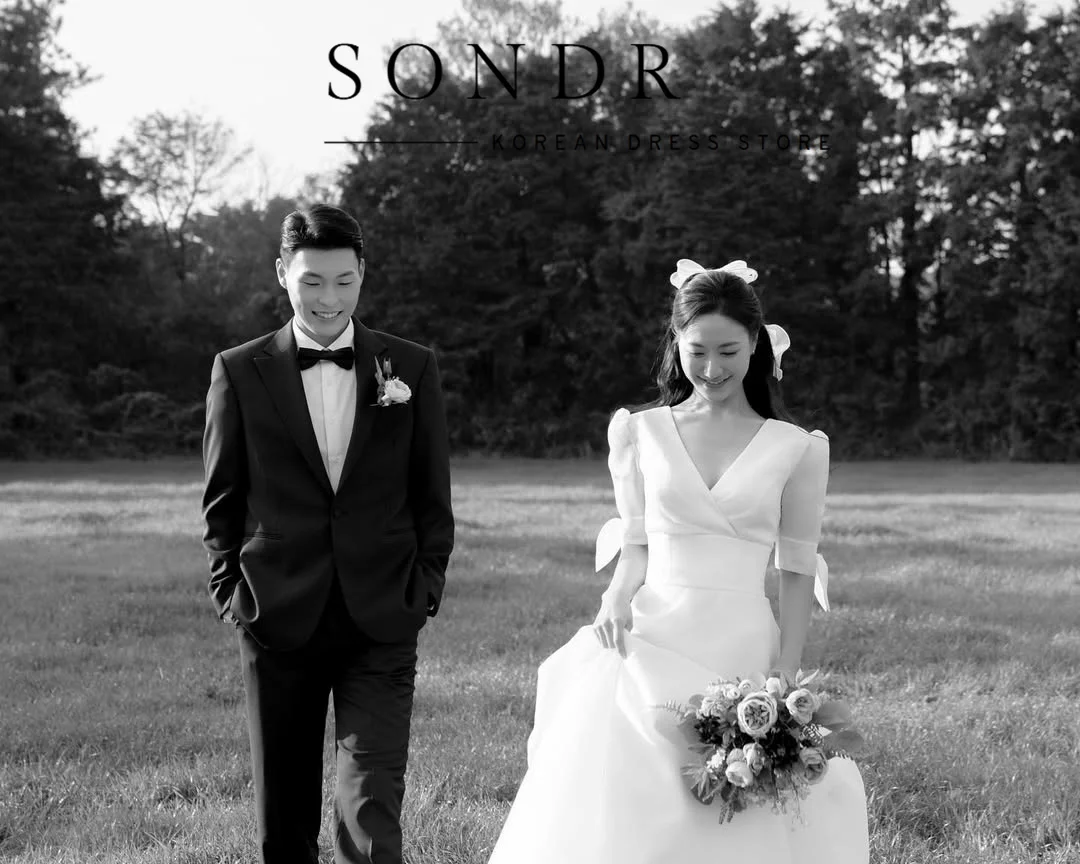 Suknie ślubne Sondr, eleganckie, w stylu koreańskim, na sesje zdjęciowe na świeżym powietrzu, z rękawami do połowy, dekolt w serek, z jedwabnej organzy, suknia ślubna, suknia wieczorowa