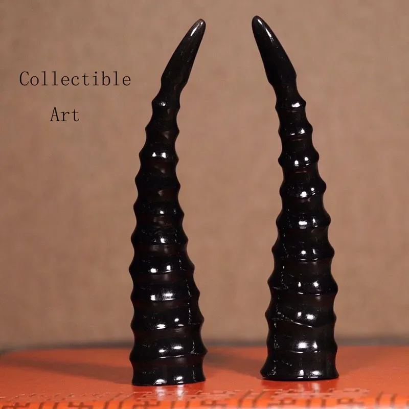 

Collectible Art Black Horn ThreadedSolid Sharp Corners Suitable for Home Decoration, Art Ornaments