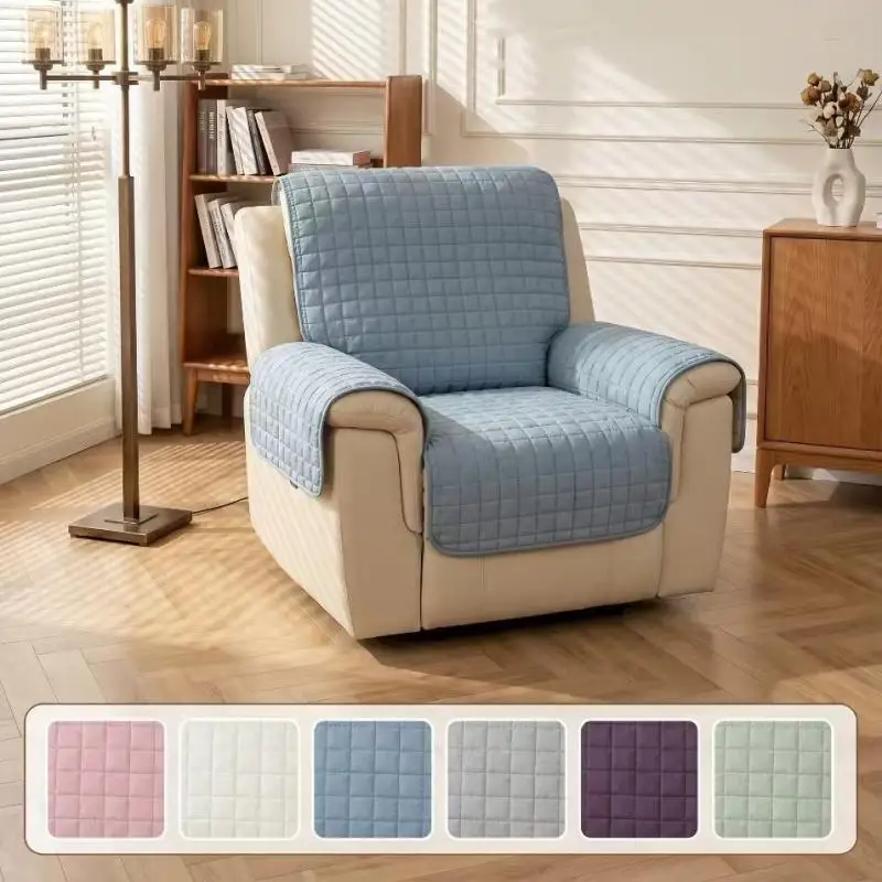 1pcs Polyester Solid Color Single Electric Recliner Sofa Cushion One-Piece All-Season Machine Washable Non-Slip Couch Cover