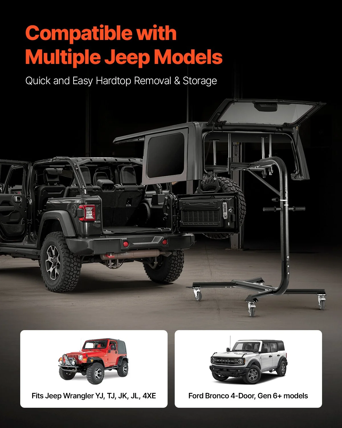Stock available for quick assembly by one person for  hardtop removal and installation Wrangler Mustang lift for hardtop roof