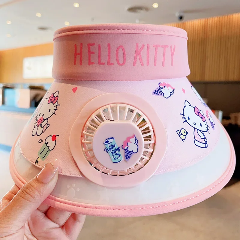 

Sanrio Hello Kitty Kids Sunshade Hat My Melody Cinnamoroll Kuromi Kawaii Cartoon Anime Top Air Cap Summer Fan Sunscreen Hat Gift