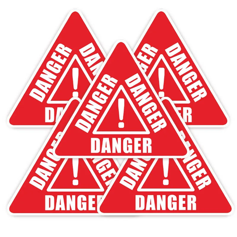 5PCS/10PCS Wholesales Red Triangle Danger Warning Sign Sticker Industrial Safety Decal Matte Pegatinas For Car Laptop Helmet