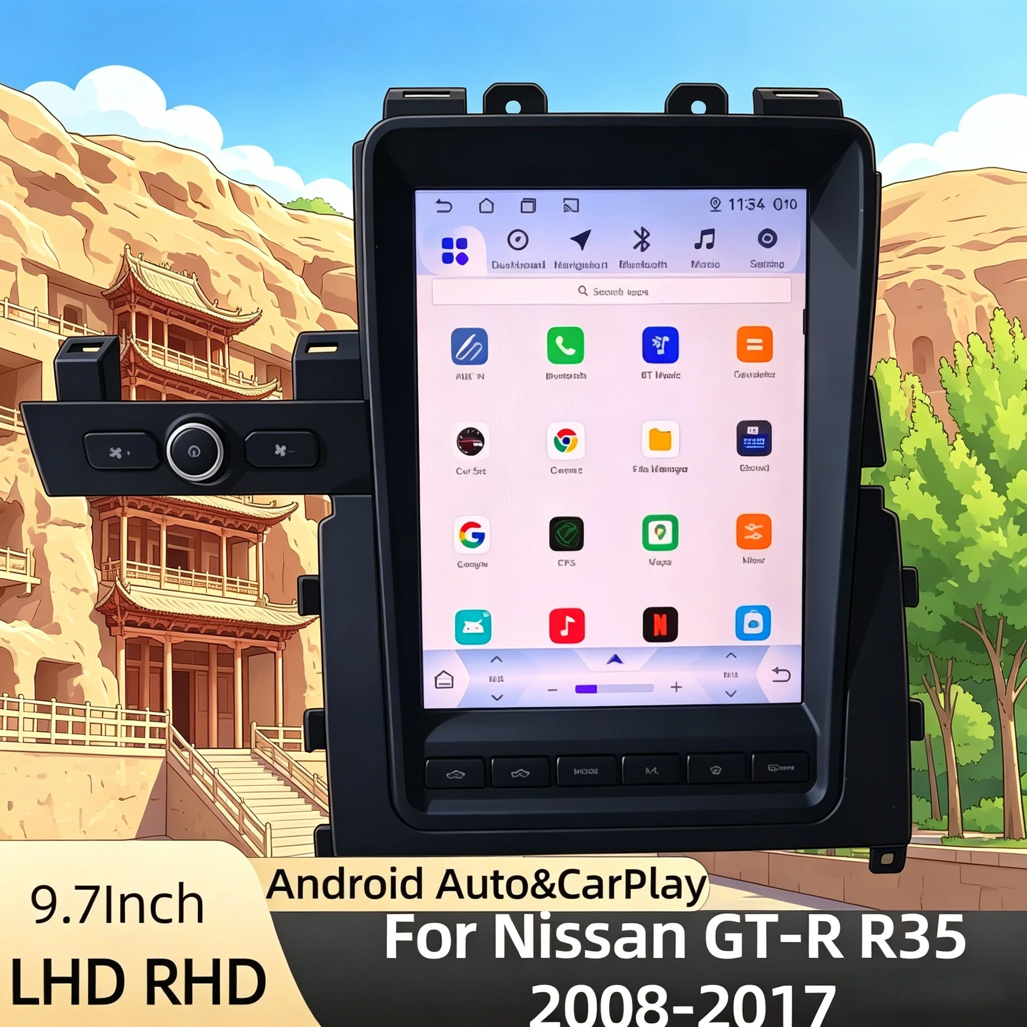 Android 14 CarPlay Auto For Nissan GTR GT-R R35 2008 2009 2010-2017 Screen 9.7
