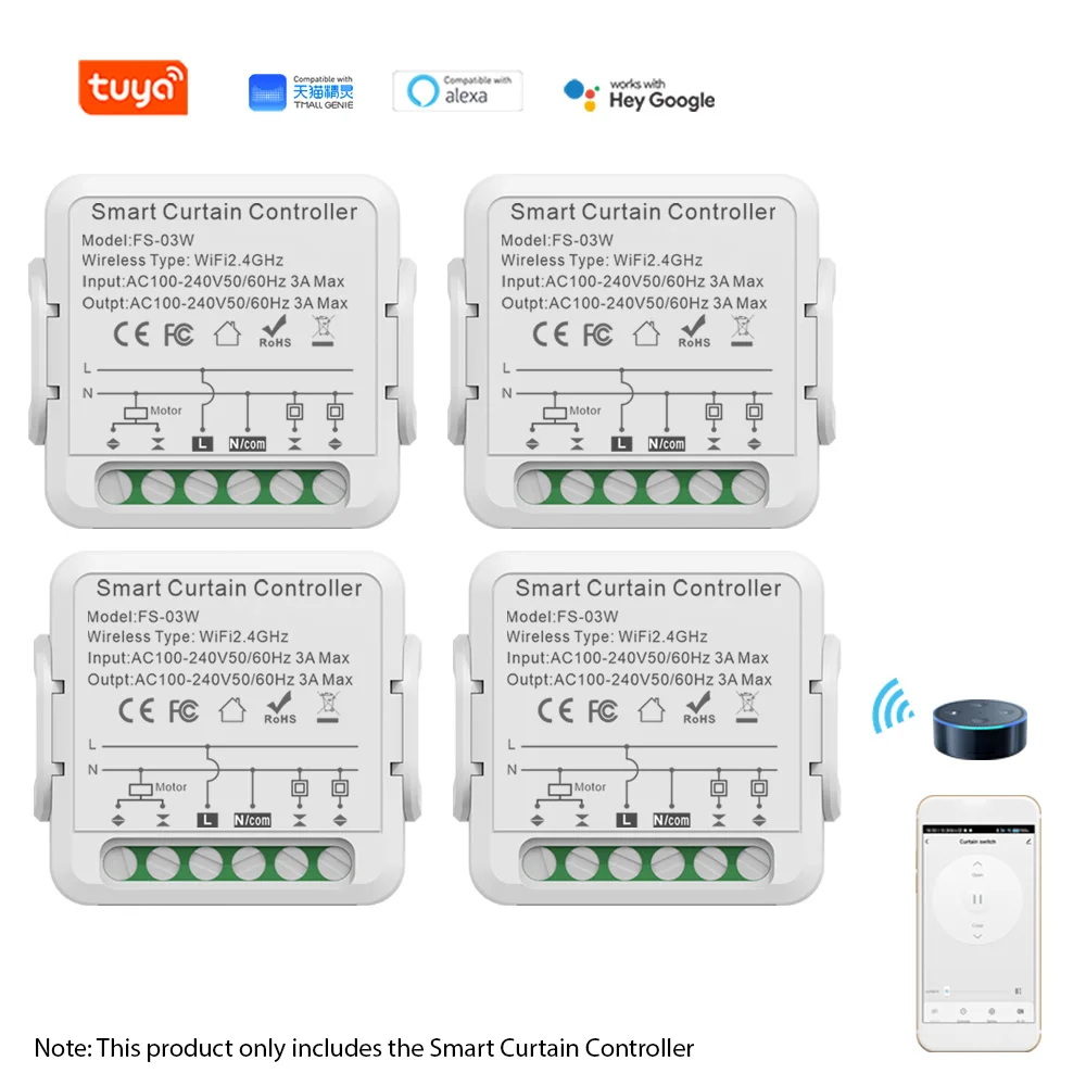 Smart Curtain Controller Zigbee/Tuya  APP WiFi Smart Switch Module for Smart Curtain Voice Control Shared Devices Smart Timing