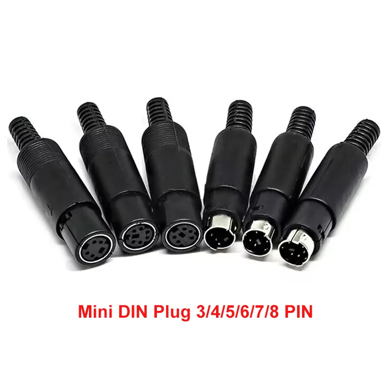 2PCS Mini DIN Plug 3/4/5/6/7/8 PIN Chassis Cable Mount Male Female Socket 3-8Pin Welding Wire S Terminal Mini PS2 Male Connector