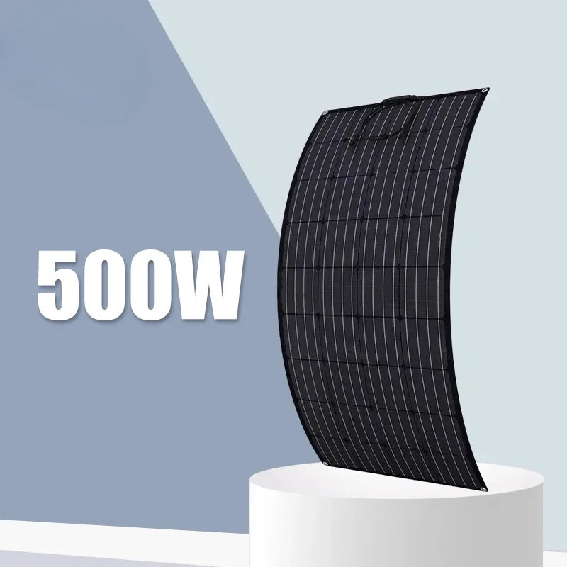 500W Monocrystalline Silicon Flexible Frameless Solar Panel Full Black Photovoltaic For Balcony RV Boat