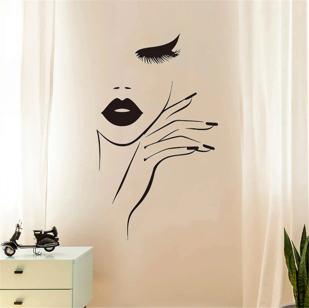 Nail Salon Wall Sticker, Beauty Salon, Eyelashes, Salon,Home,Window Decoration,Self Adhesive And Detachable